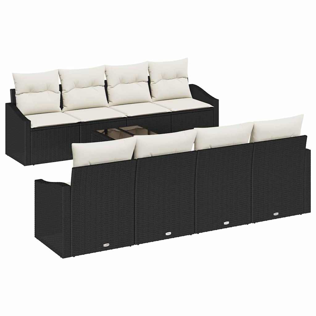 Garten-Sofa-Set 7 pcs Schwarz und Creme 55 x 55 x 37 cm